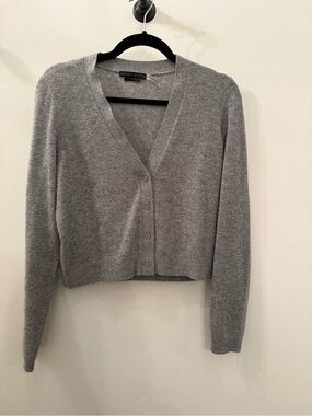 Alice + Olivia Gray Cashmere V-Neck Button Cardigan